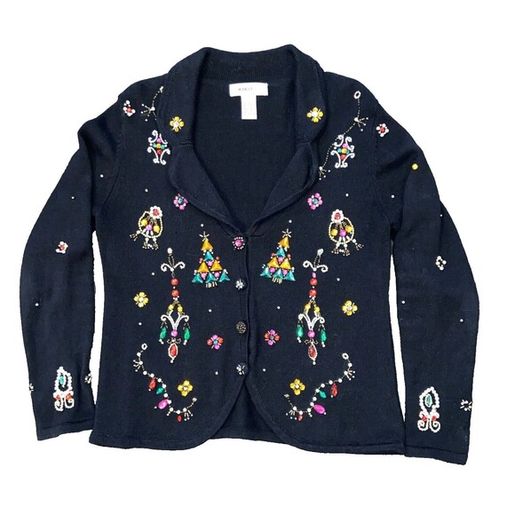 K.I.K.I.T S Christmas Sweater Size Large Beaded - Picture 1 of 16
